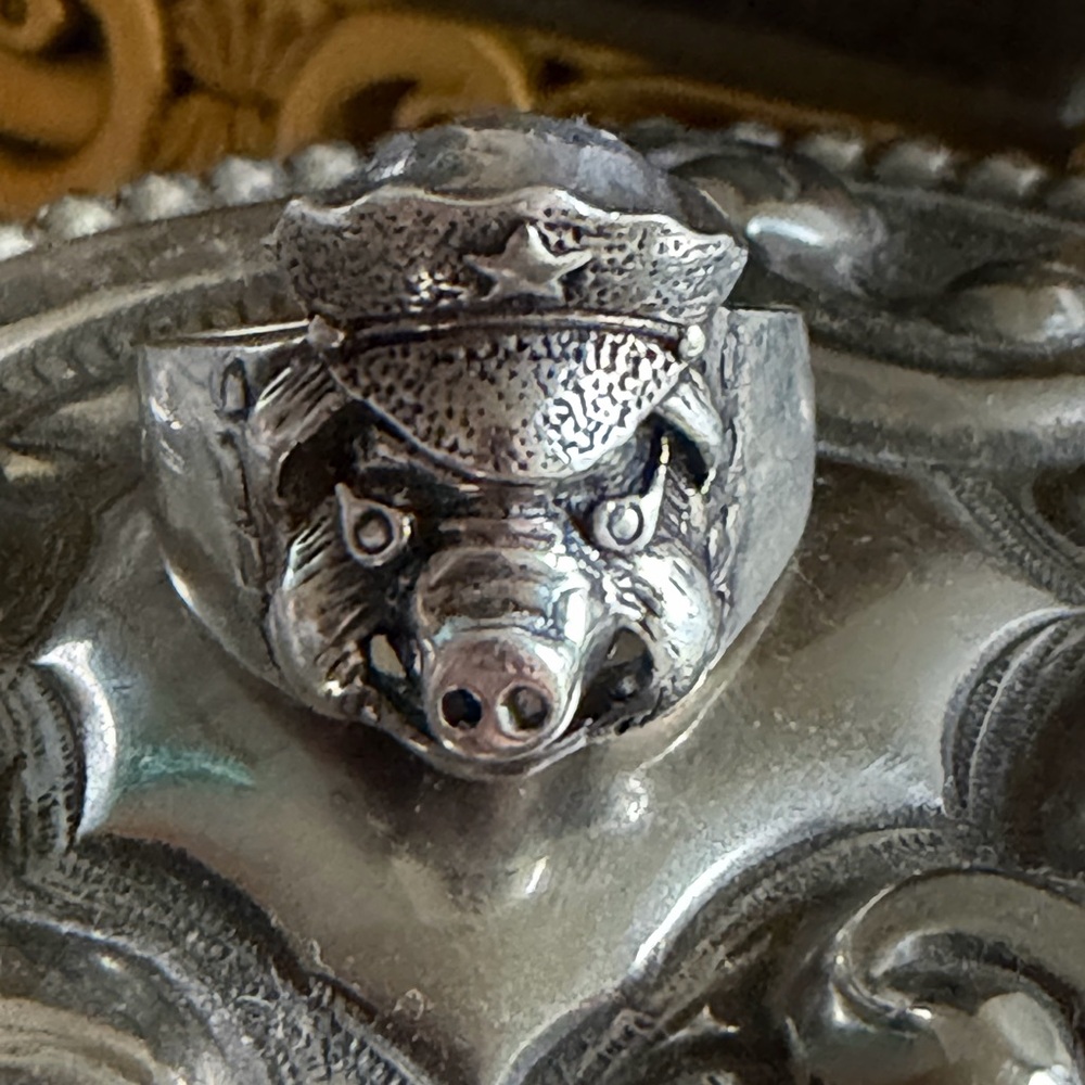 Silver Pig ring
